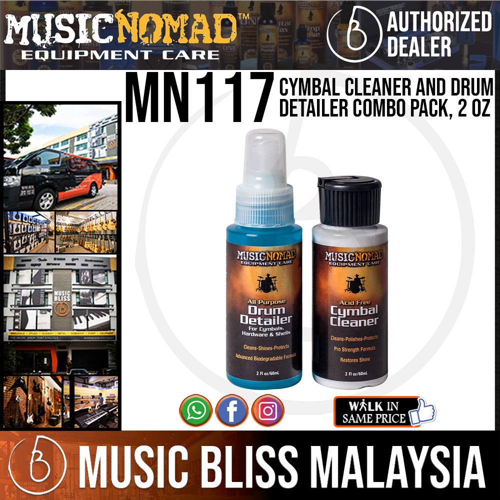 Music Nomad MN117 Cymbal Cleaner and Drum Detailer Combo Pack, 2 oz