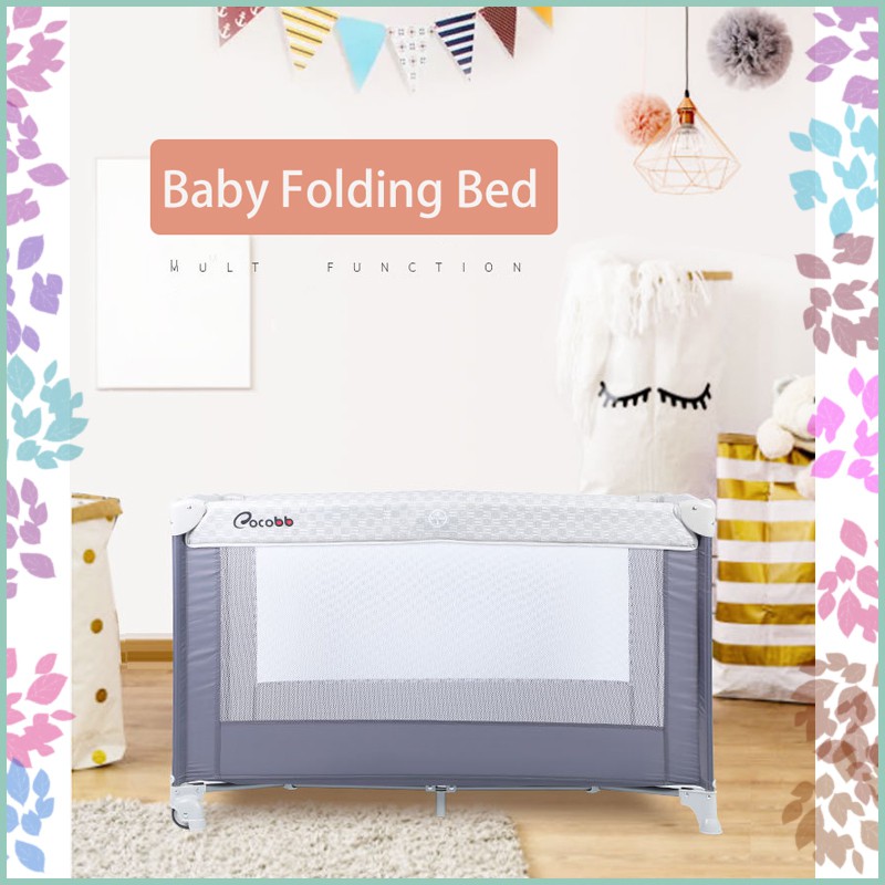 Multifunctional Baby Folding Bed Kid Portable Game Bed Baby Foldable Crib with Diaper Table Crad