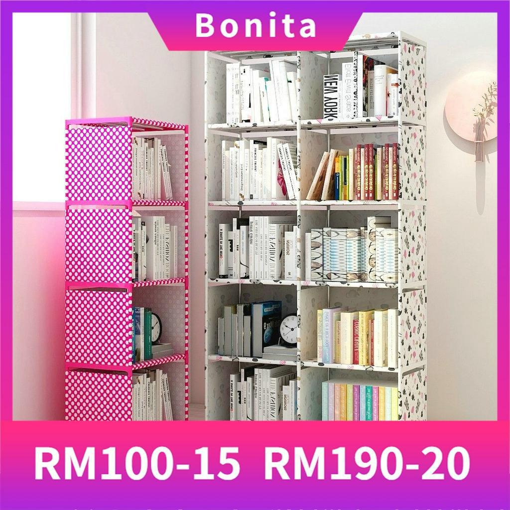 *Bonita*Simple Bookshelf Multilayer Floor Shelves Student Desk Bookcase