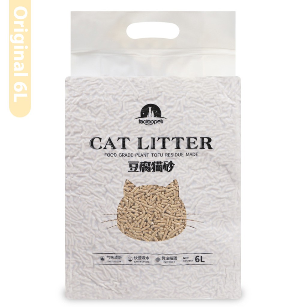 6L Cat Litter Edible Tofu Material Sand Clumping Toilet Flush Easy