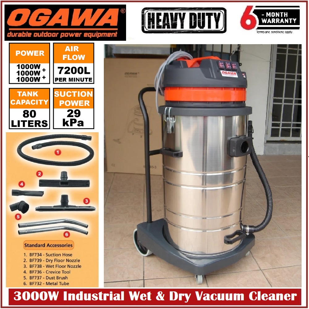 Ogawa 3000W Industrial Wet & Dry Vacuum Cleaner BF5853 Stainless