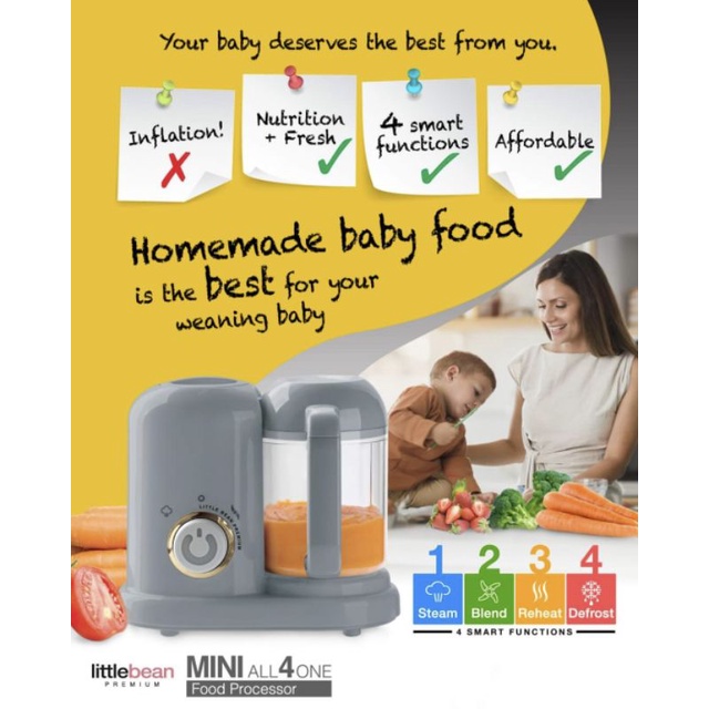 🔥CHEAPEST🔥Little Bean Mini Premium All 4 in 1 Food Processor🍱🍜 Shopee