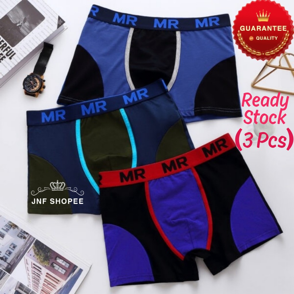 (3 Pcs)MEN BOXER Cotton UNDERWEAR SELUAR PENDEK Boxer MR Boxer Lelaki