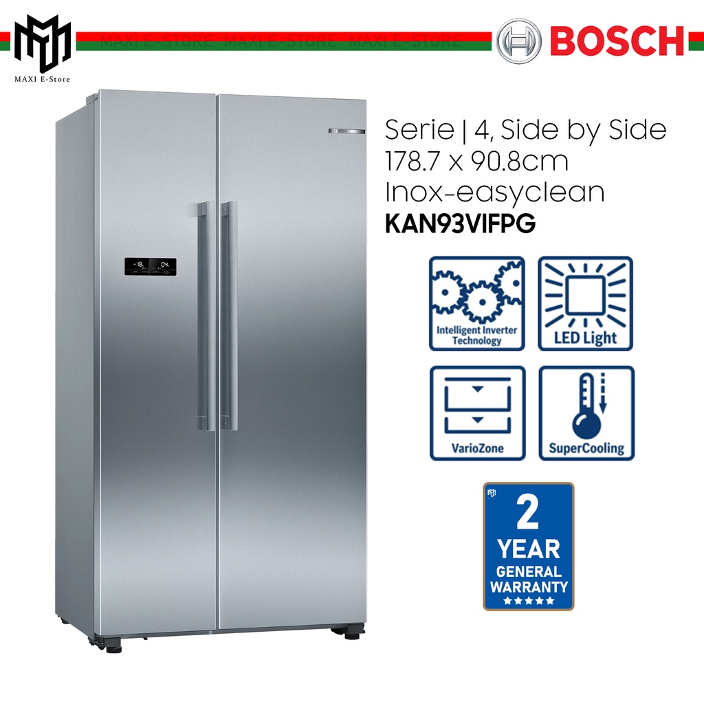 Bosch KAN93VIFPG 560L Side by Side Refrigerator Door Series 4 Stainless