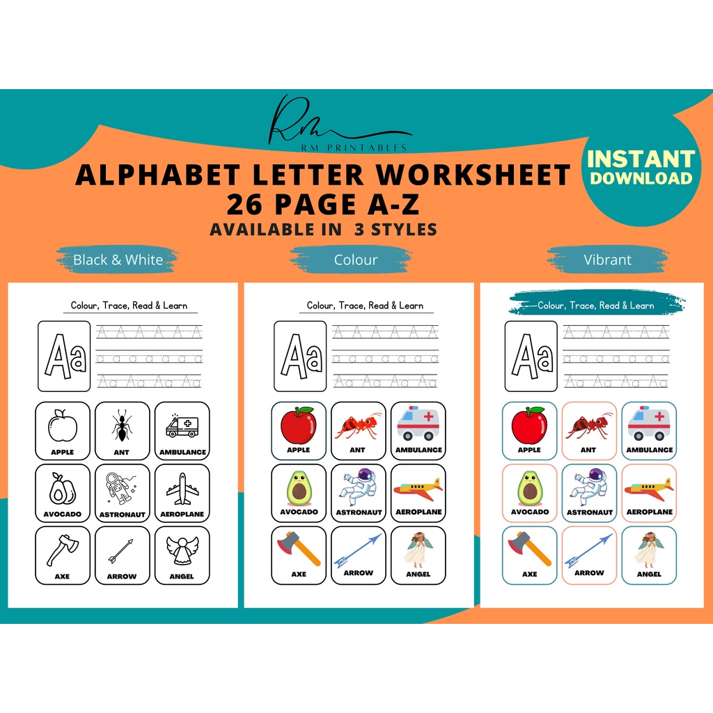 Printable Alphabet Worksheet ABC Worksheet For Kids RM Printable