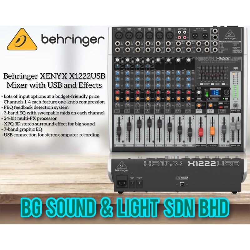 Behringer XENYX X1222USB 12channel Mixer with USB and Effects Shopee Malaysia