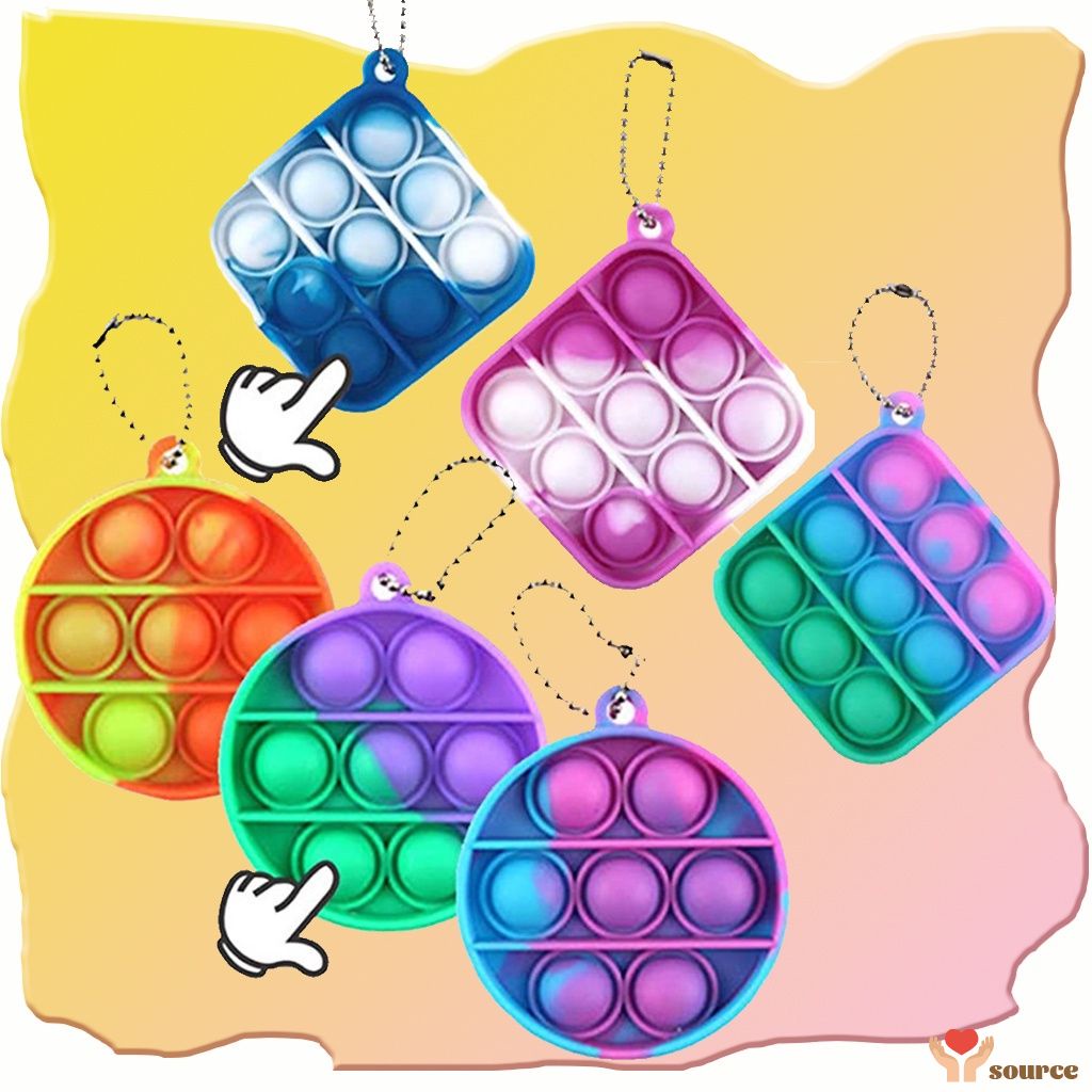 Pop It Keychain Fidget Toy Kids Mini Push Pop Bubble Keychains Adult