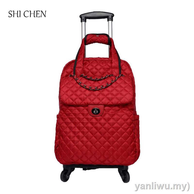 Women Carry On Hand Luggage Bag Cabin Travel Trolley Bags Wheels
