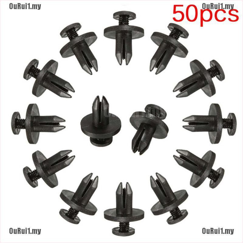 SC 50pcs 6 mm Auto Car Bumper Fender Retainer Push Black Plastic Clips