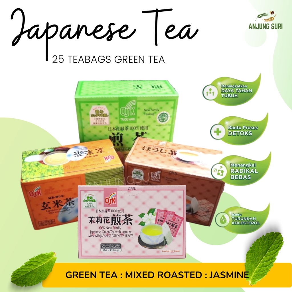 OSK Green Tea Roasted Japanese Tea Mixed Tea 20 teabags Goods To