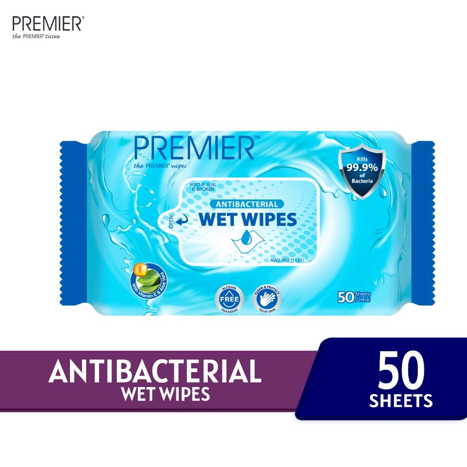 Premier Antibacterial Wet Wipes Kill 99.9 of Germs with Vitamin E