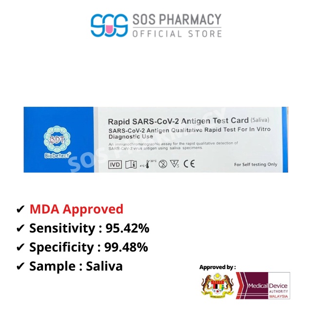 BioDetect Covid 19 Saliva /Nasal Antigen Test Kit 1'S (Expiry Date 6/