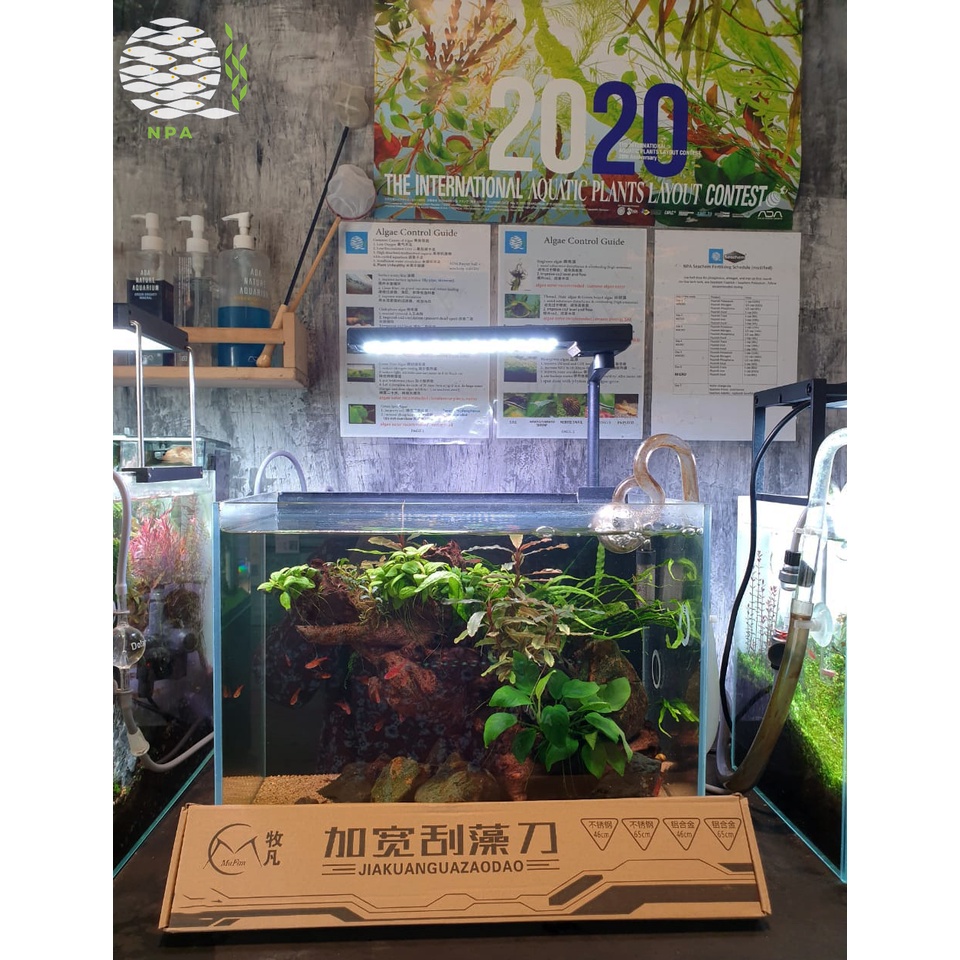 Mufan Stainless Steel Aquarium Algae Scraper Extendable (46cm) Shopee