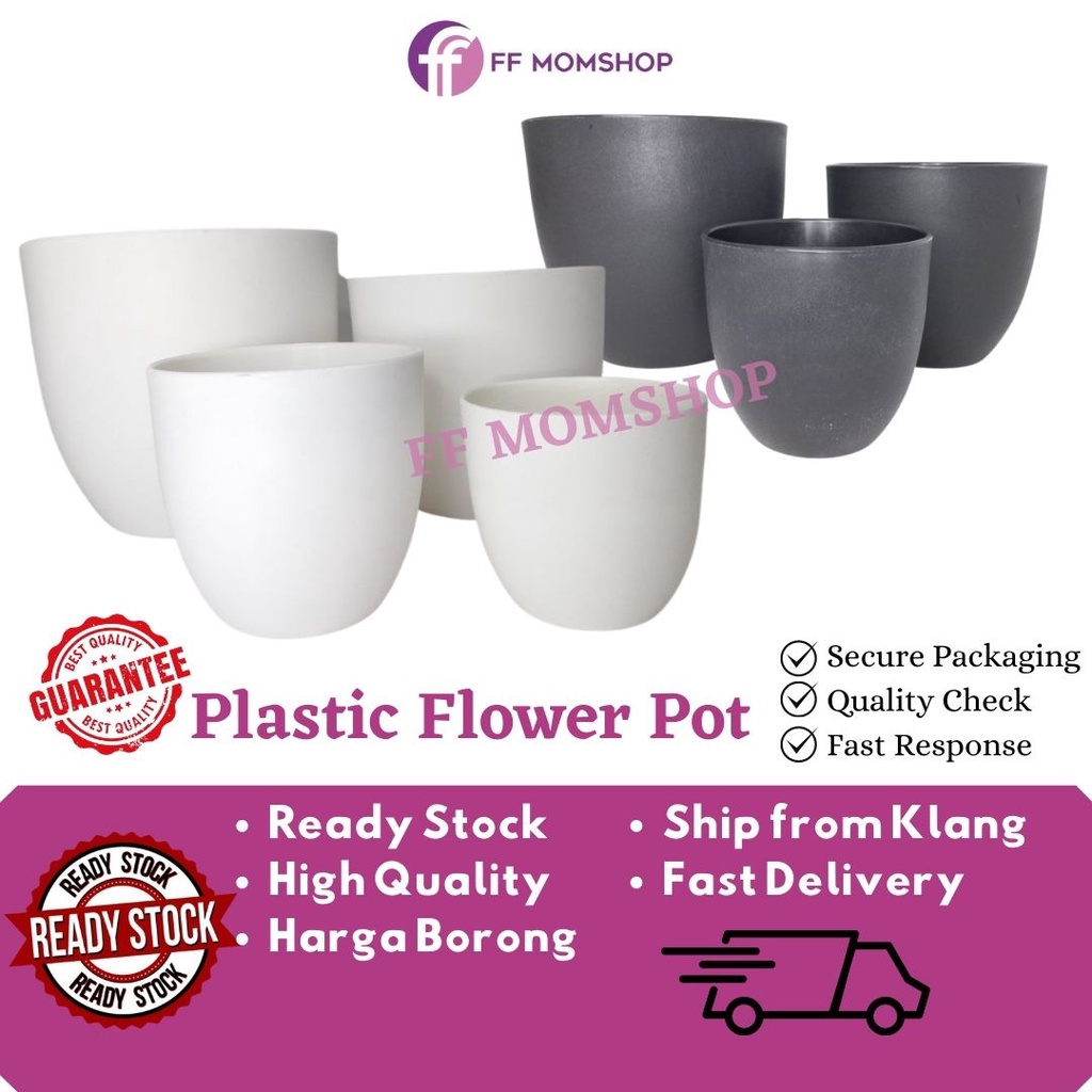 Large White Plastic Vase Nordic Modern Big Flower Pot Pasu Bunga