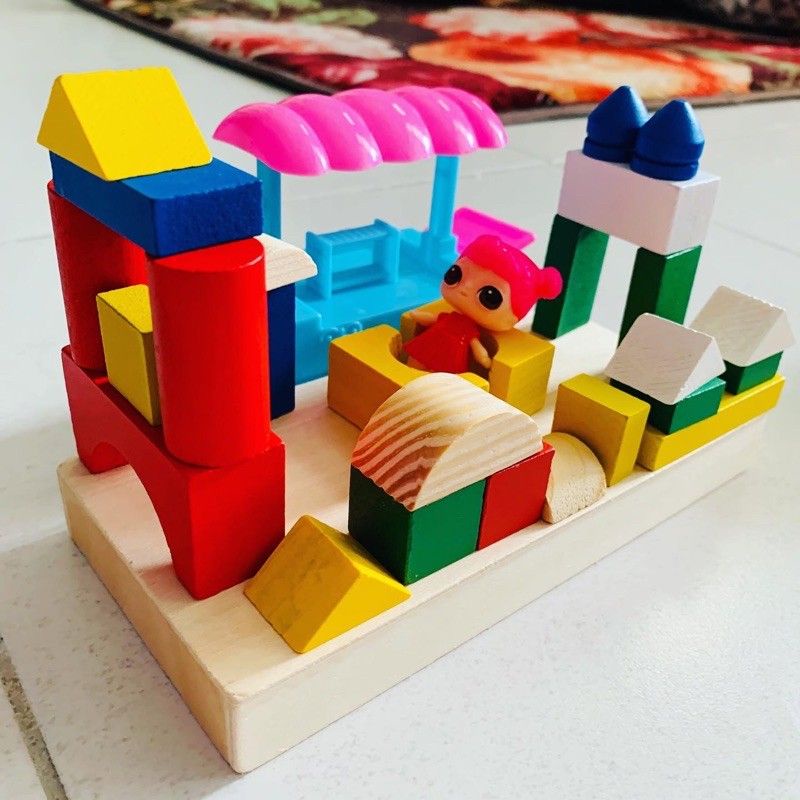Set Building Block Wooden Toys Mainan Bongkah Kayu Kanak2 Shopee Malaysia