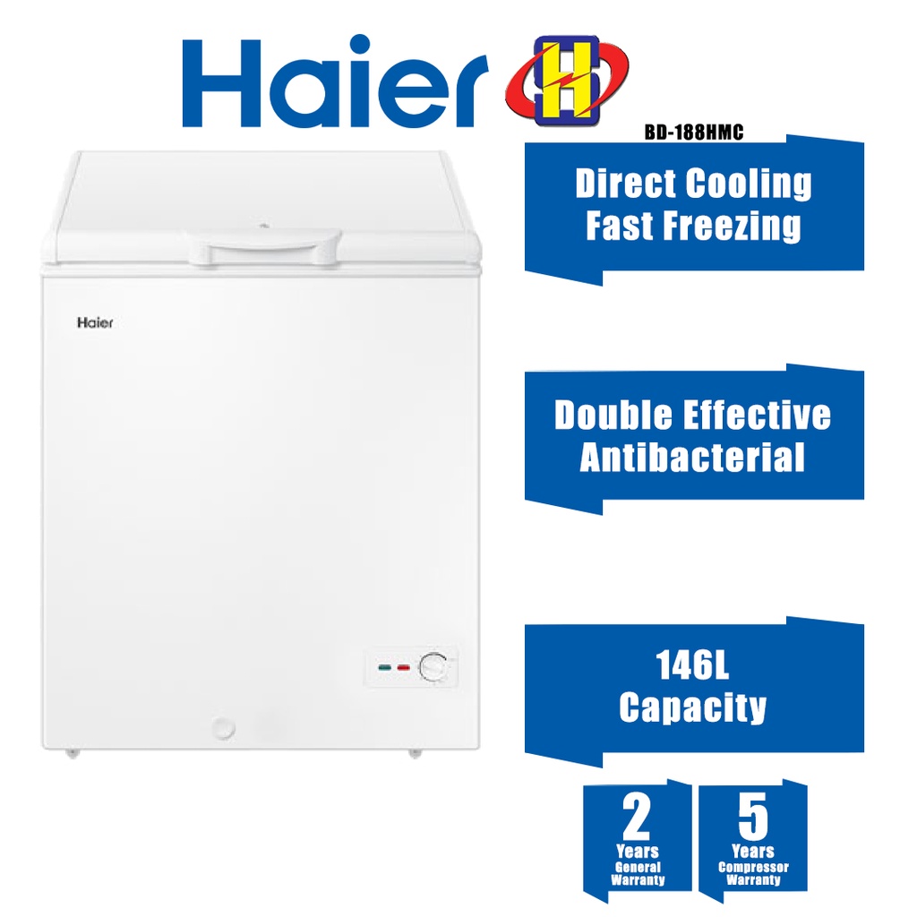 Haier Chest Freezer (146L) Refrigerant R600a AntiBacterial White PCM 6