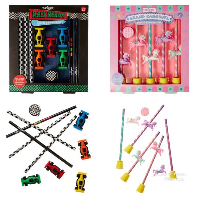 Smiggle RIDE PENCIL AND ERASER GIFT BOX SET PENCIL AND Remover SET