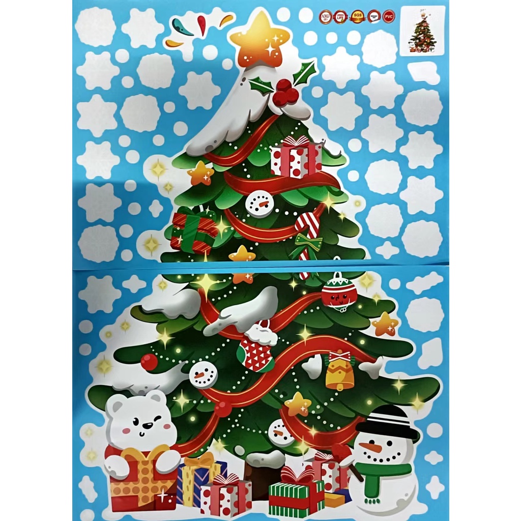 JTS CHRISTMAS WALL STICKER DESIGN SET A and B ( 34.5x48.5 CM ) Shopee
