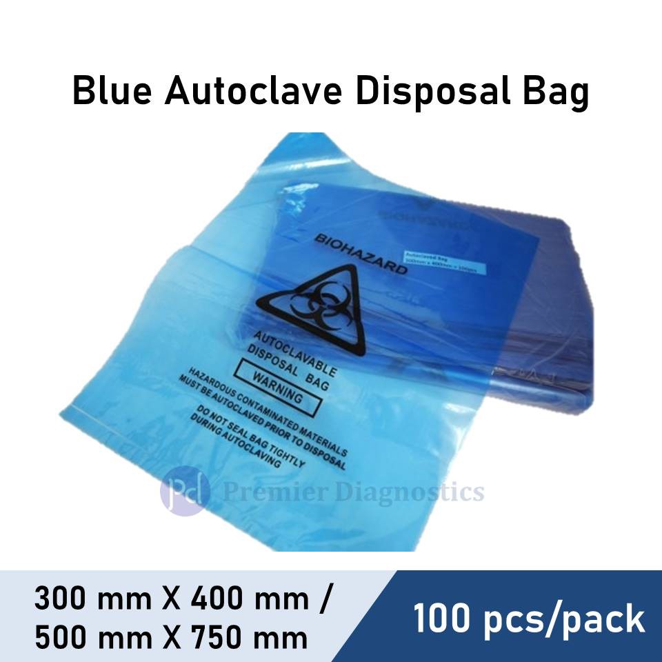 Blue Autoclave Disposal Plastic Bag 100 pcs/pack Blue Biohazard Waste