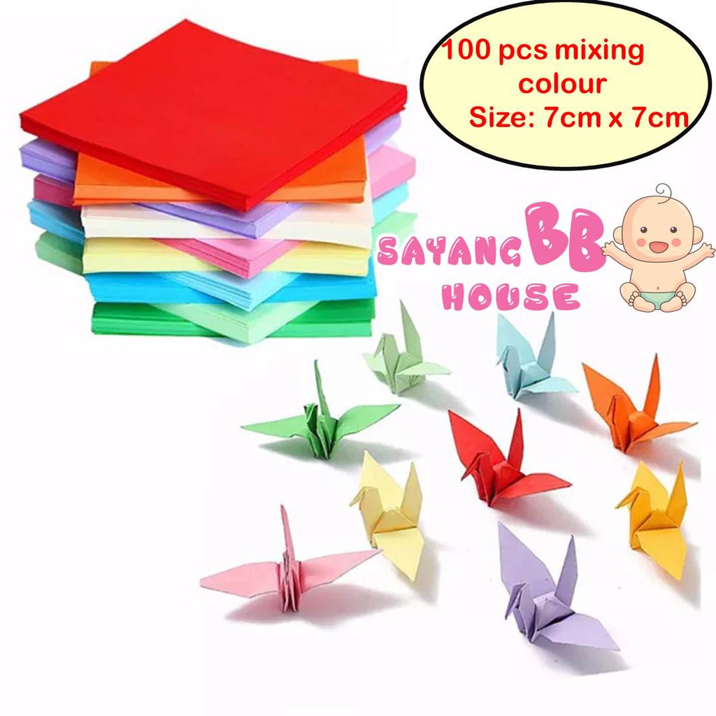 7cm x 7cm 100Pcs Square Origami Paper Double Sided Coloured DIY Folded