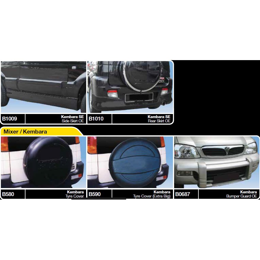 Perodua kembara SE front bumper guard Side rear skirt lip trunk tyre