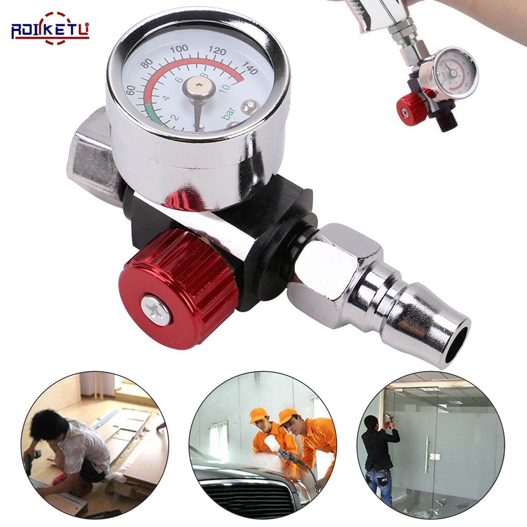 1/4'' Air Control Pressure Gauge Compressor Regulator For Spray Gun 0