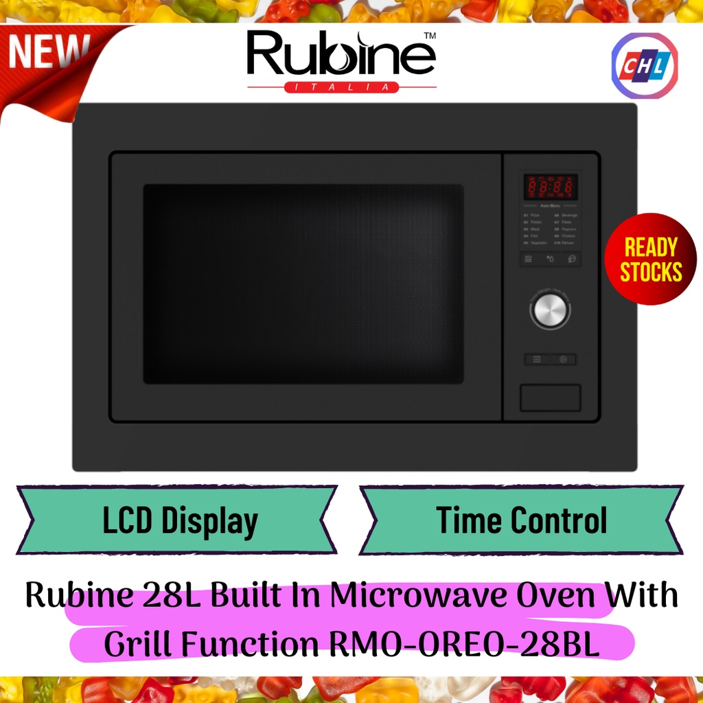Rubine 28L Built In Microwave Oven With Grill Function RMOOREO28BL