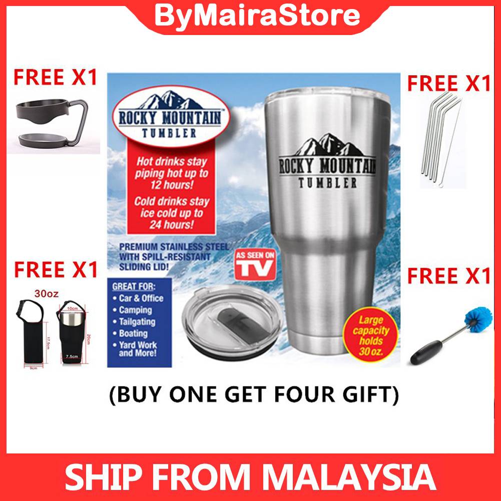 BMS Rocky Mountain Tumbler 100 Original 900 ML + 4 Free Gift Gelas