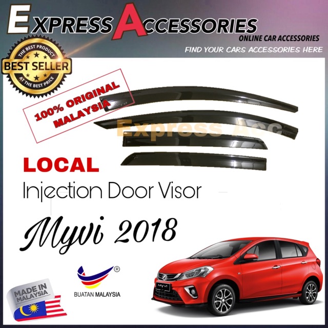 🔥Made in MALAYSIA🔥3” INJECTION MYVI 2018 DOOR VISOR (MYVI WORDING
