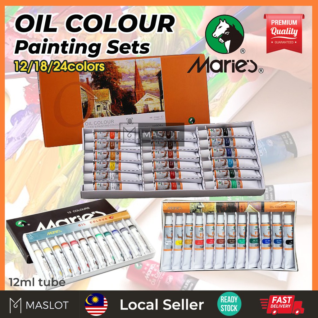 MARIE'S MARIES Oil Colour Painting Set 12/18/24 Colors Professional