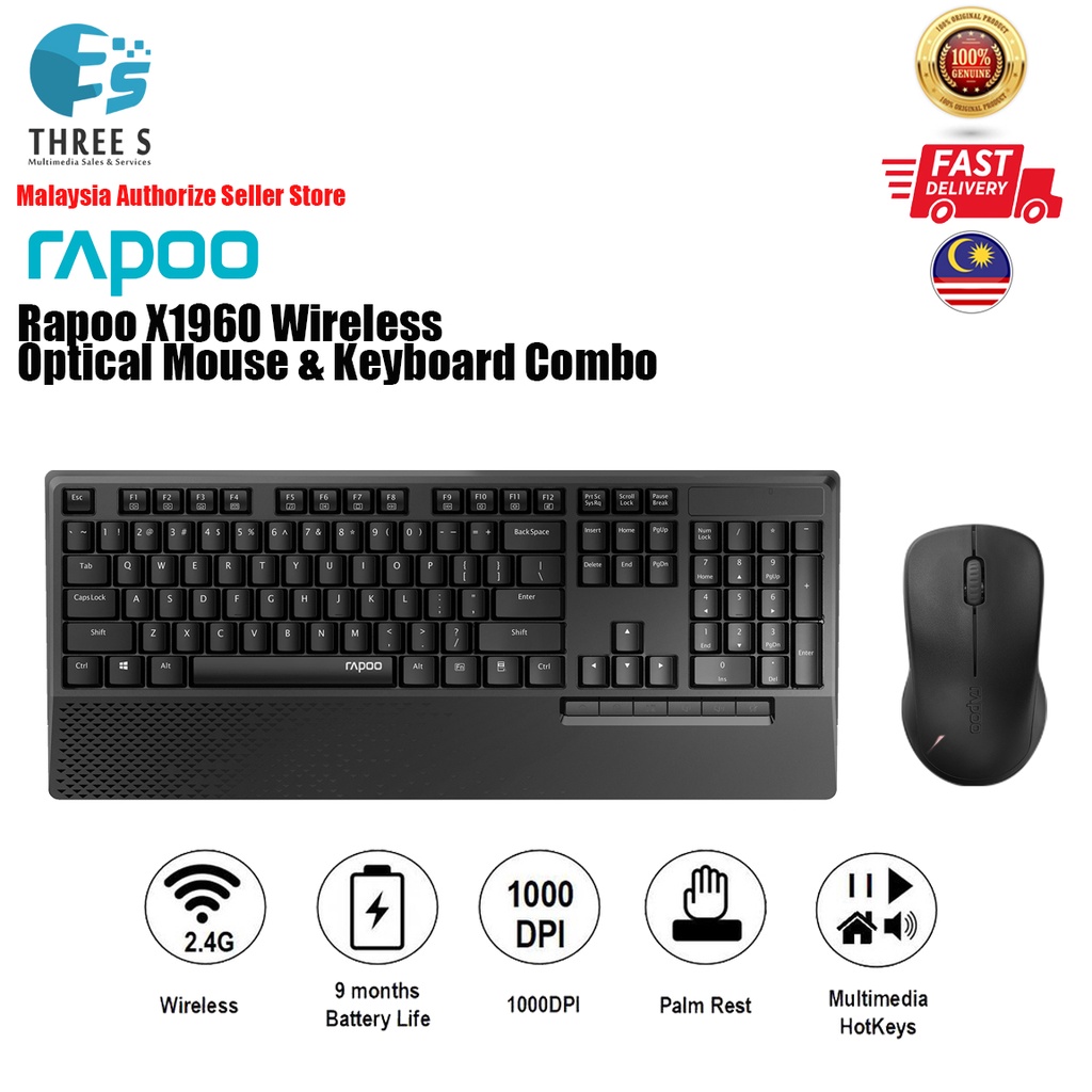 Rapoo X1960 Wireless Optical Mouse & Keyboard Combo Shopee Malaysia