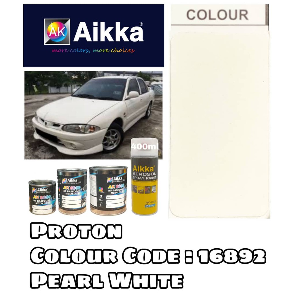 AIKKA AUTOMOTIVE PAINT / PROTON WIRA 16892 / PEARL WHITE / TOUCH UP