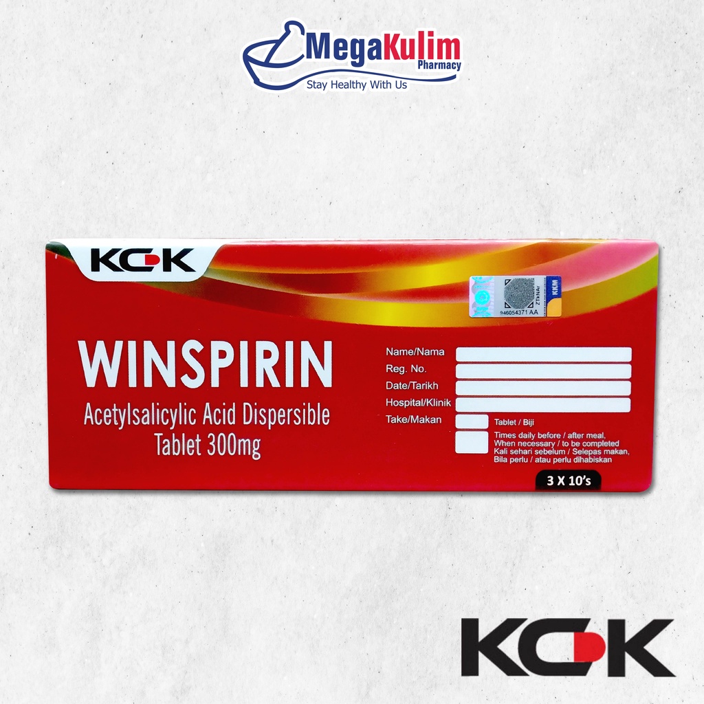 Winspirin Acetylsalicylic Acid Dispersible Tablet 300mg (3X10 Tab