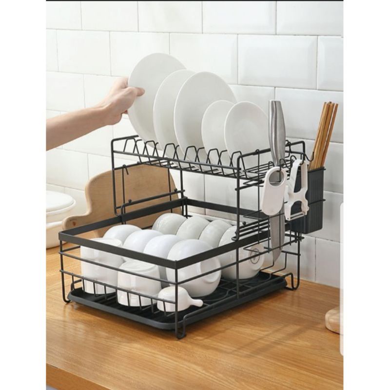 💥READY STOCK IN MALAYSIA 💥2 Tier BB Shape Kitchen Disk Rack Disk Knife