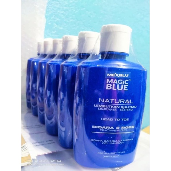 MAGIC BLUE SHOWER GEL GEL MANDIAN BIDARA ROS WANGI SEGAR MELEMBUTKAN