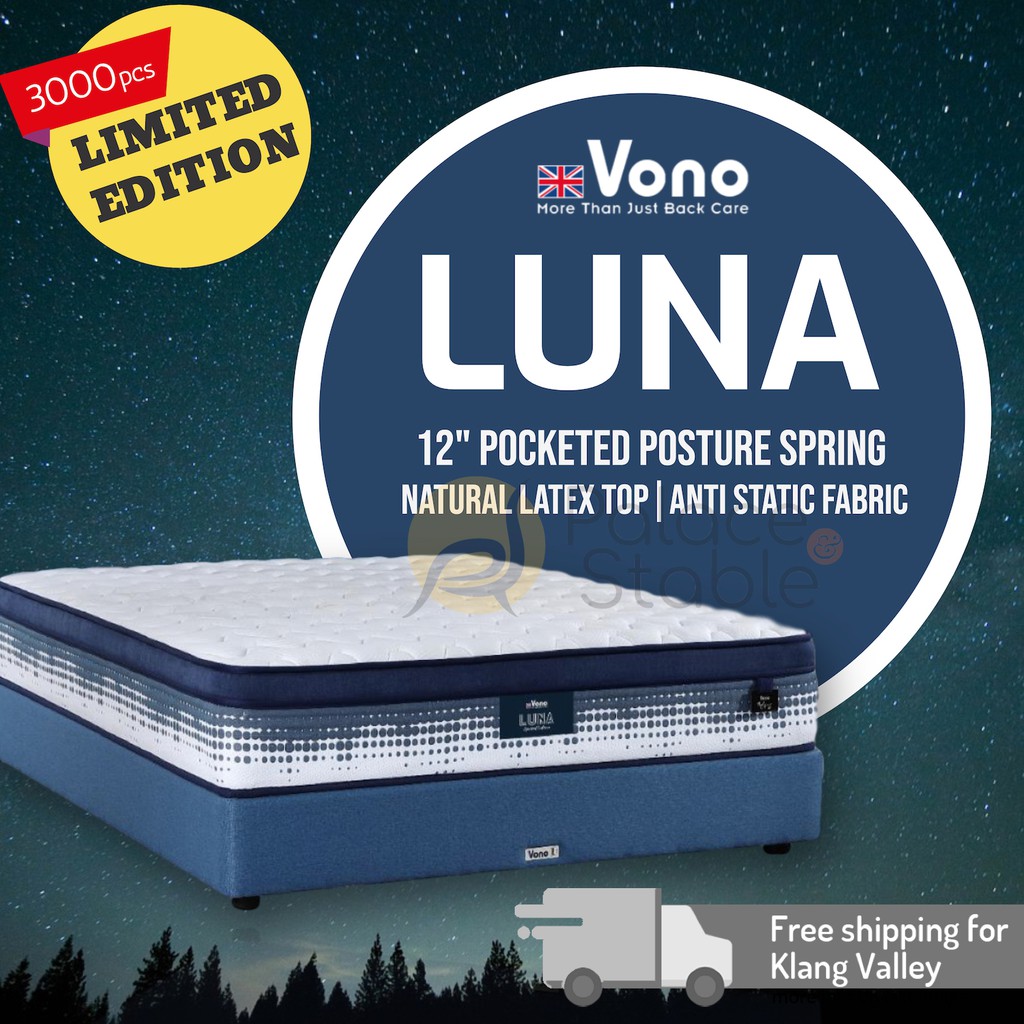 Vono LUNA Mattress, Pocketed Posture Spring + Natural Latex Top + Anti
