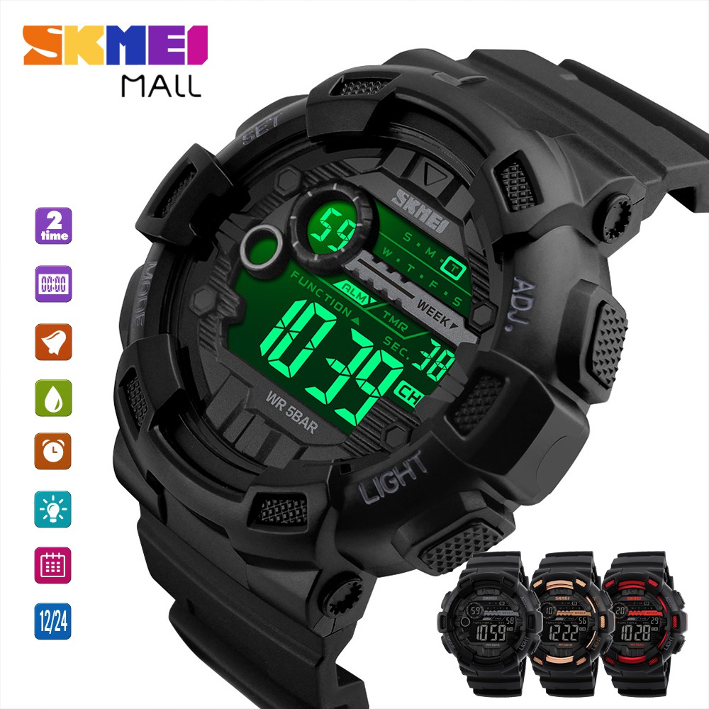 SKMEI 1243 Sport Men's Watch Dual Time Zone Digital Wristwatch