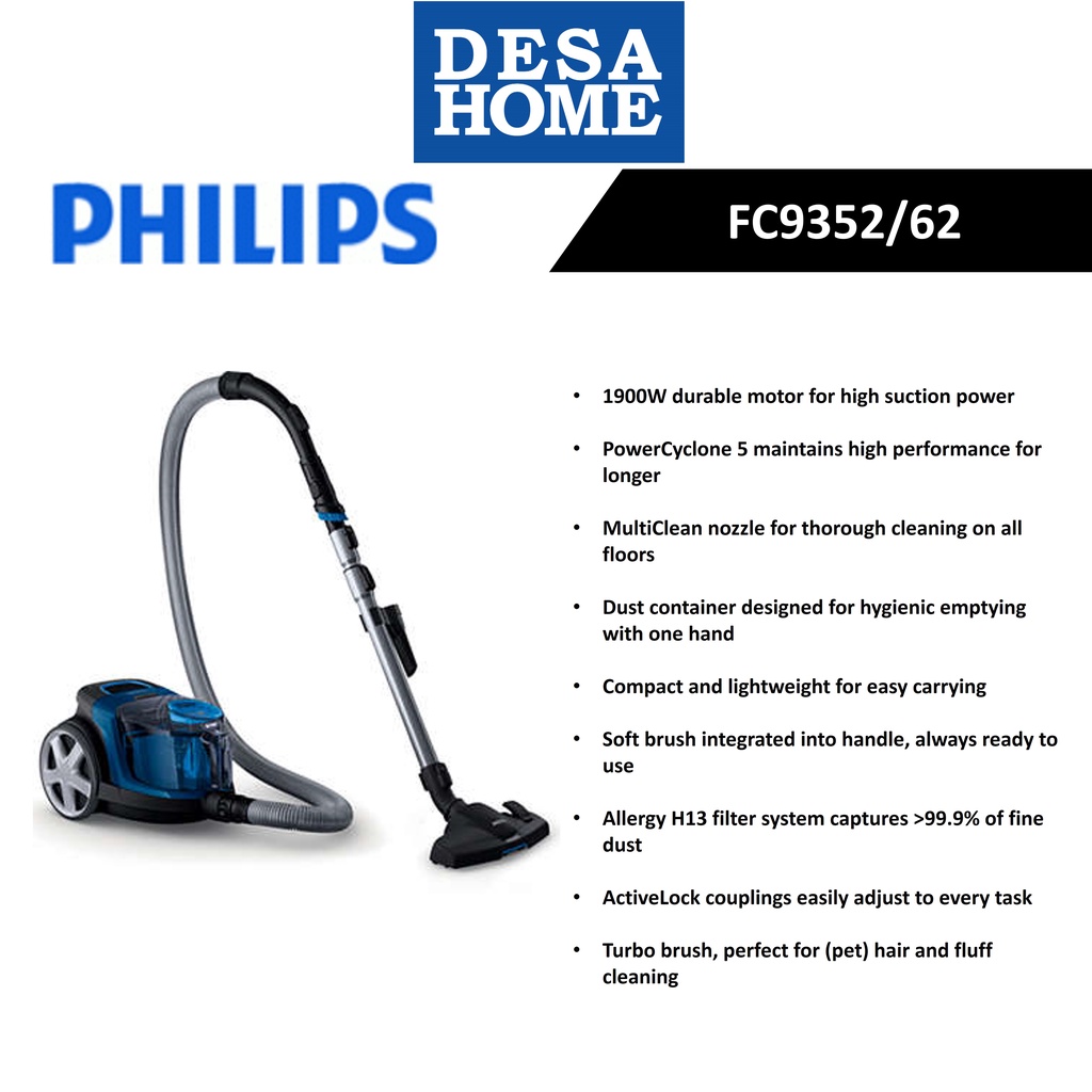 PHILIPS FC9352/62 POWER PRO COMPACT BAGLESS VACUUM CLEANER Shopee