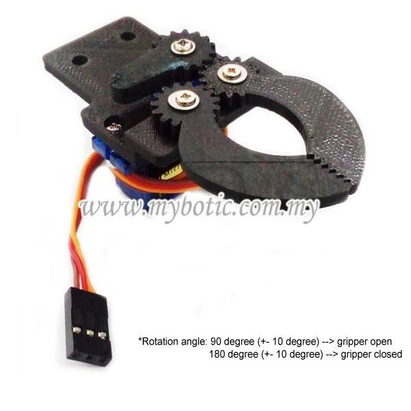 3D Printed Small Gripper with SG90 Micro Servo Motor 9g (180 degree