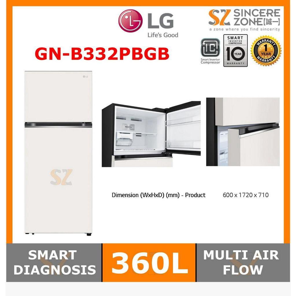 LG GNB332PBGB 360L Top Freezer Fridge in Nature Beige Finish Door