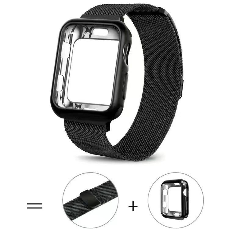 Milanese Loop strap + case For Apple Watch band 7 6 SE Band 40mm 44mm