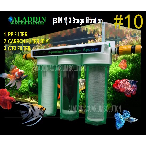 Aquarium Water Filter10 /3STAGE FOR AQUARIUM DESIGN Remove Chlorine