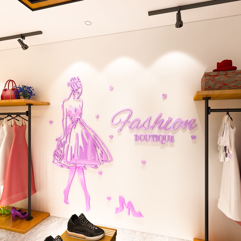 [DAORUI] Creative Fashion Wall Stickers Clothing Store Women's Glass Door Window Decoration