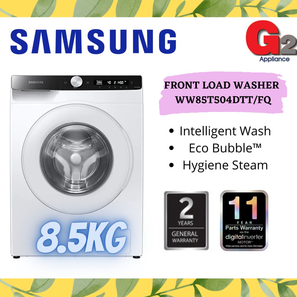Samsung 8.5kg Front Load Washer with AI Ecobubble WW85T504DTT/FQ Samsung Warranty Malaysia
