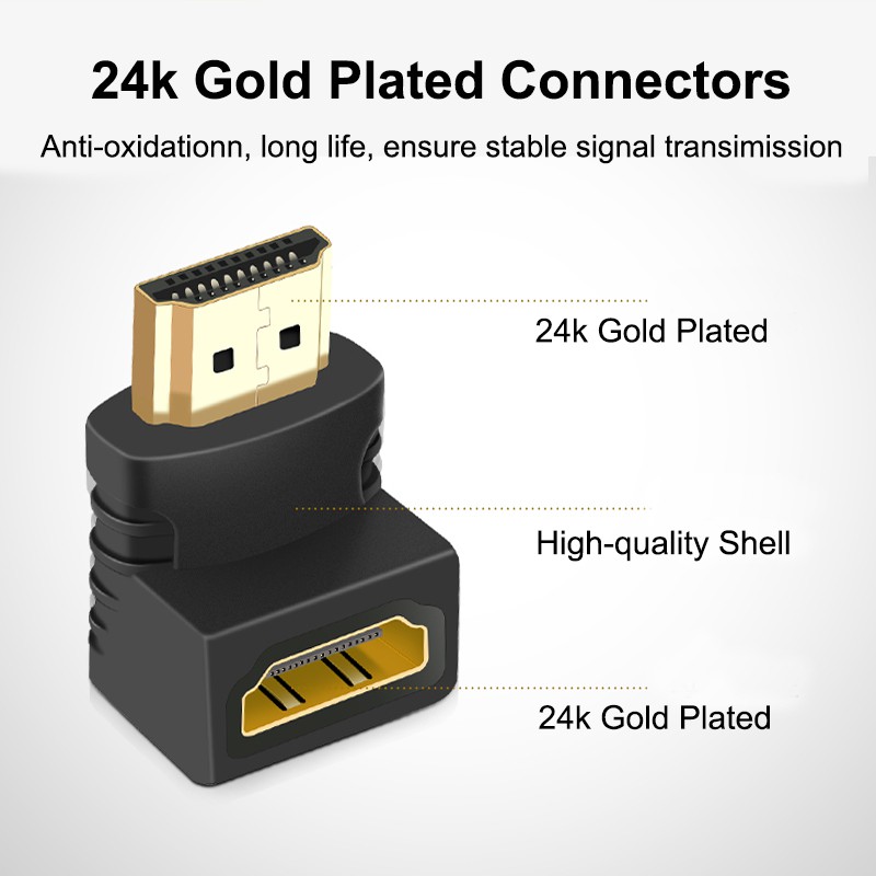 Ready stock HDMI to HDMI 90 degree L shaped Connector Cable Male to