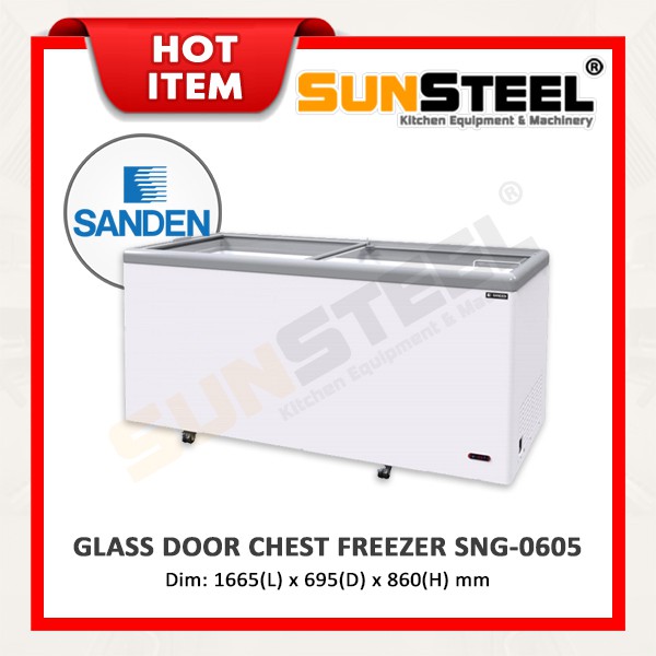 【SUNSTEEL】SANDEN Glass Door Chest Freezer (Glass Top) 600L *Japan Brand