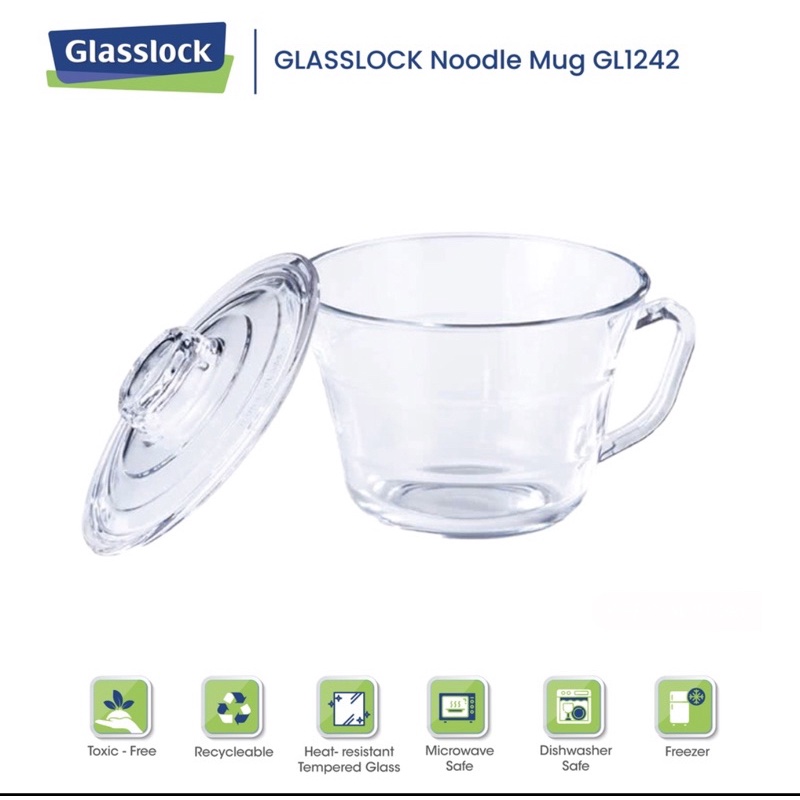 GLASSLOCK NOODLE MUG SET W/LID 705ml 🔥G🔥 Shopee Malaysia