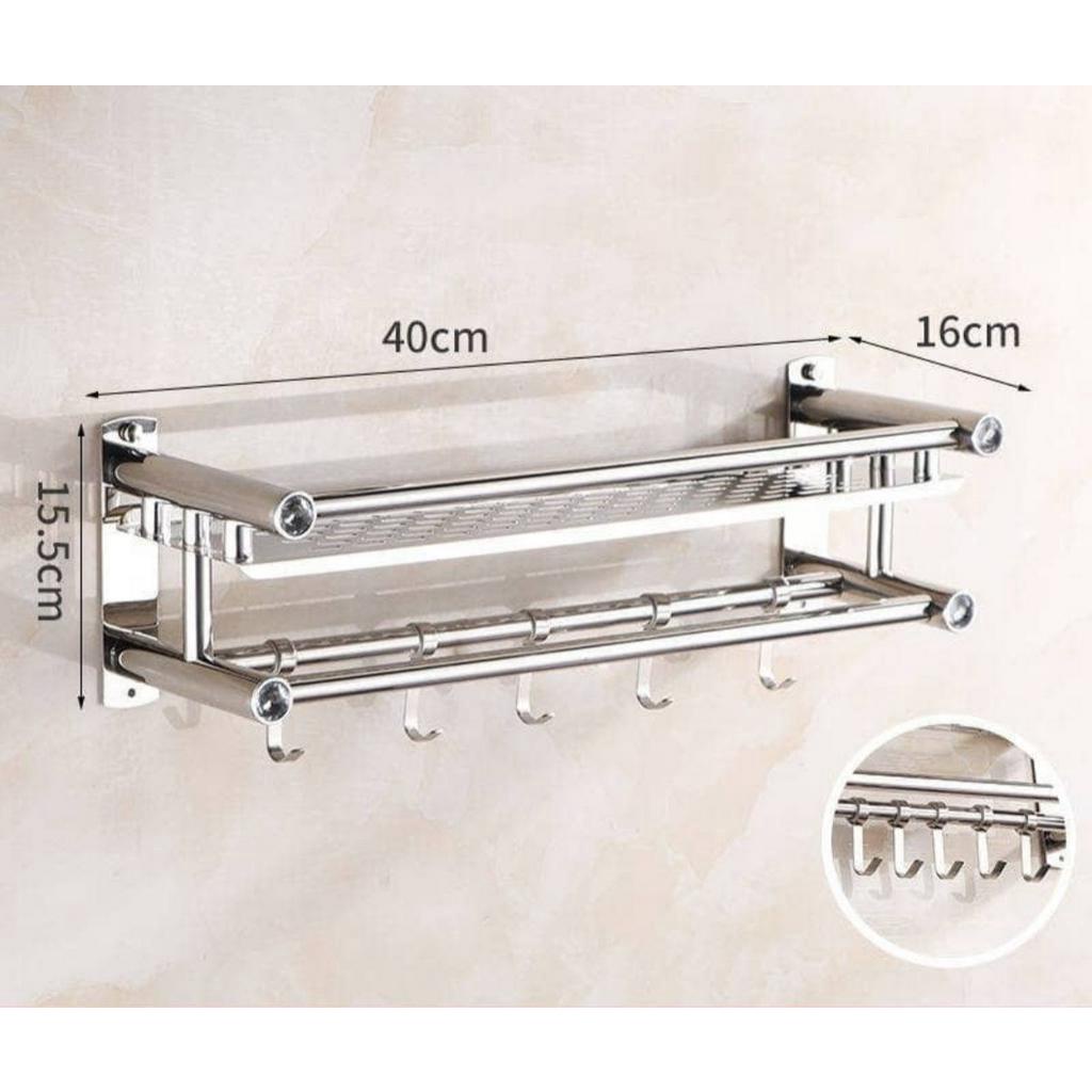Stainless Steel Bathroom Towel Rack Storage Shelves Shelf Keeper Racks