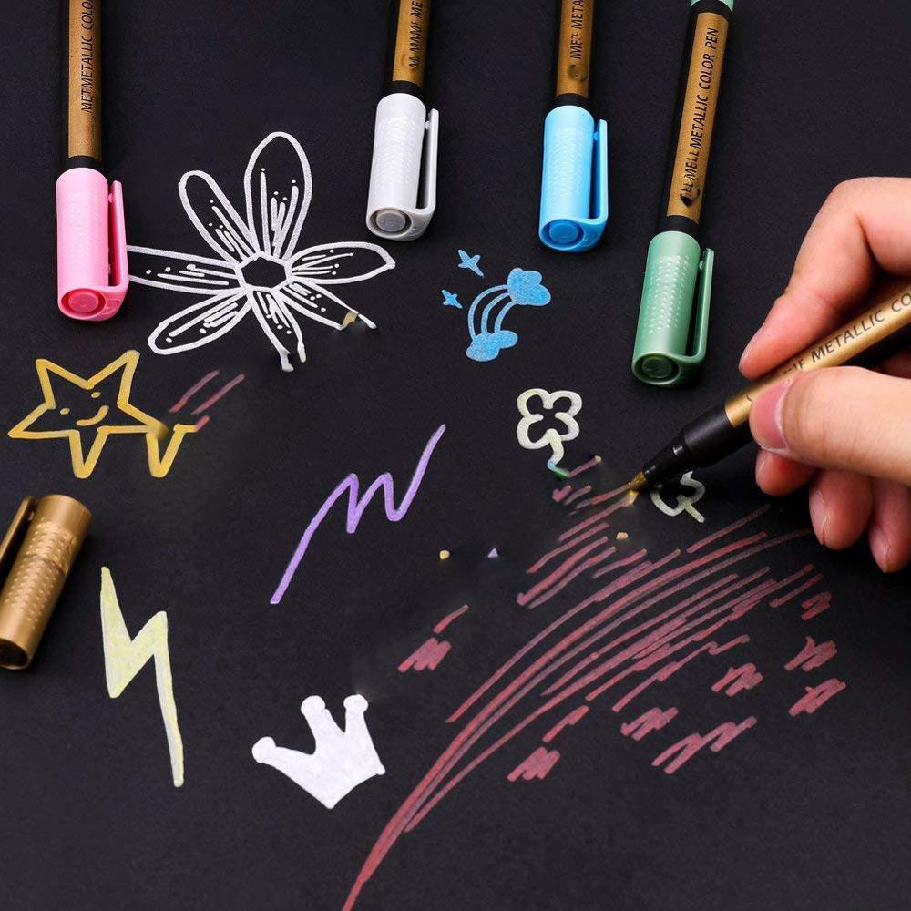 New Metallic Glitter Metallic Paint Pens Calligraphy DIY Arts Shopee
