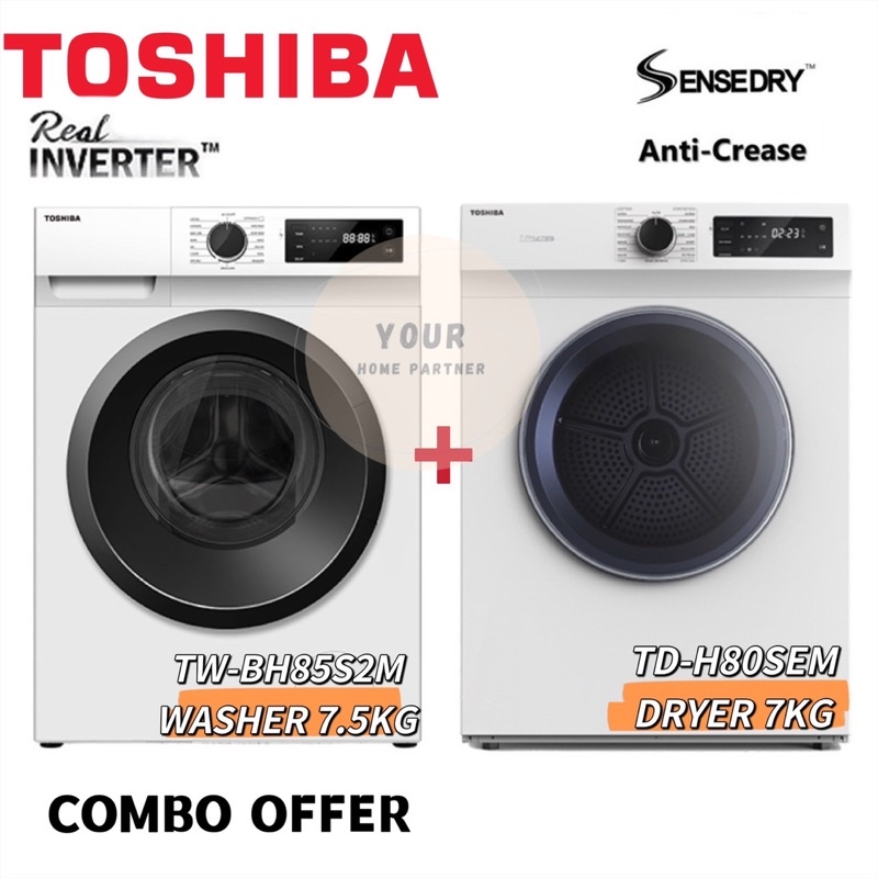Deal]Toshiba Real Inverter Washer 7.5KG + Toshiba Sensedry